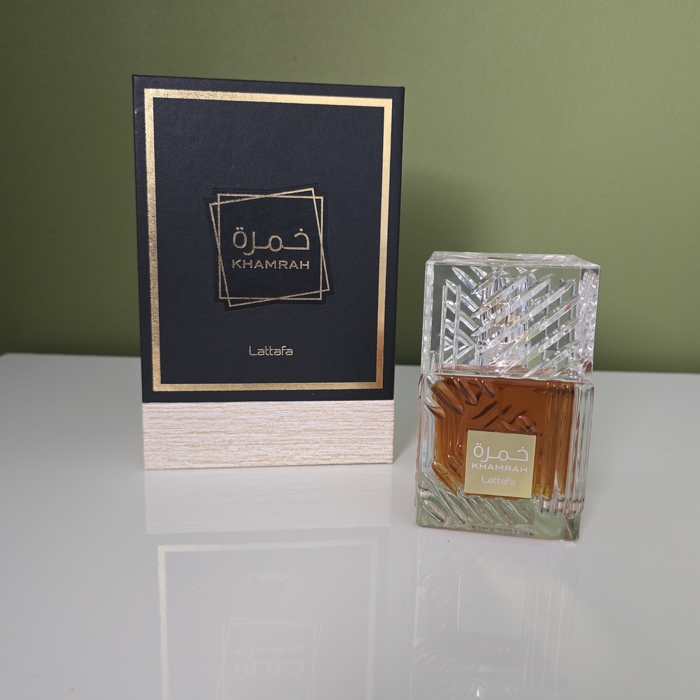 Lattafa Khamrah Women's Skincare Moisturizer - Gold and Black Design